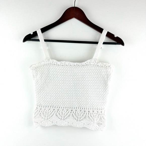 Hollister Tops - Hollister Women’s Crochet Knit White Tank Top Boho Cottage Hippie Y2K Sz Small